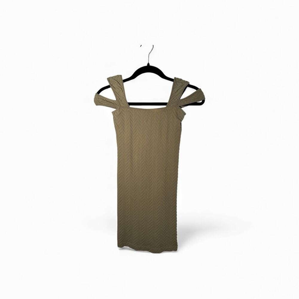 Free People Olive Green Textured Cutout Mini Dress XS